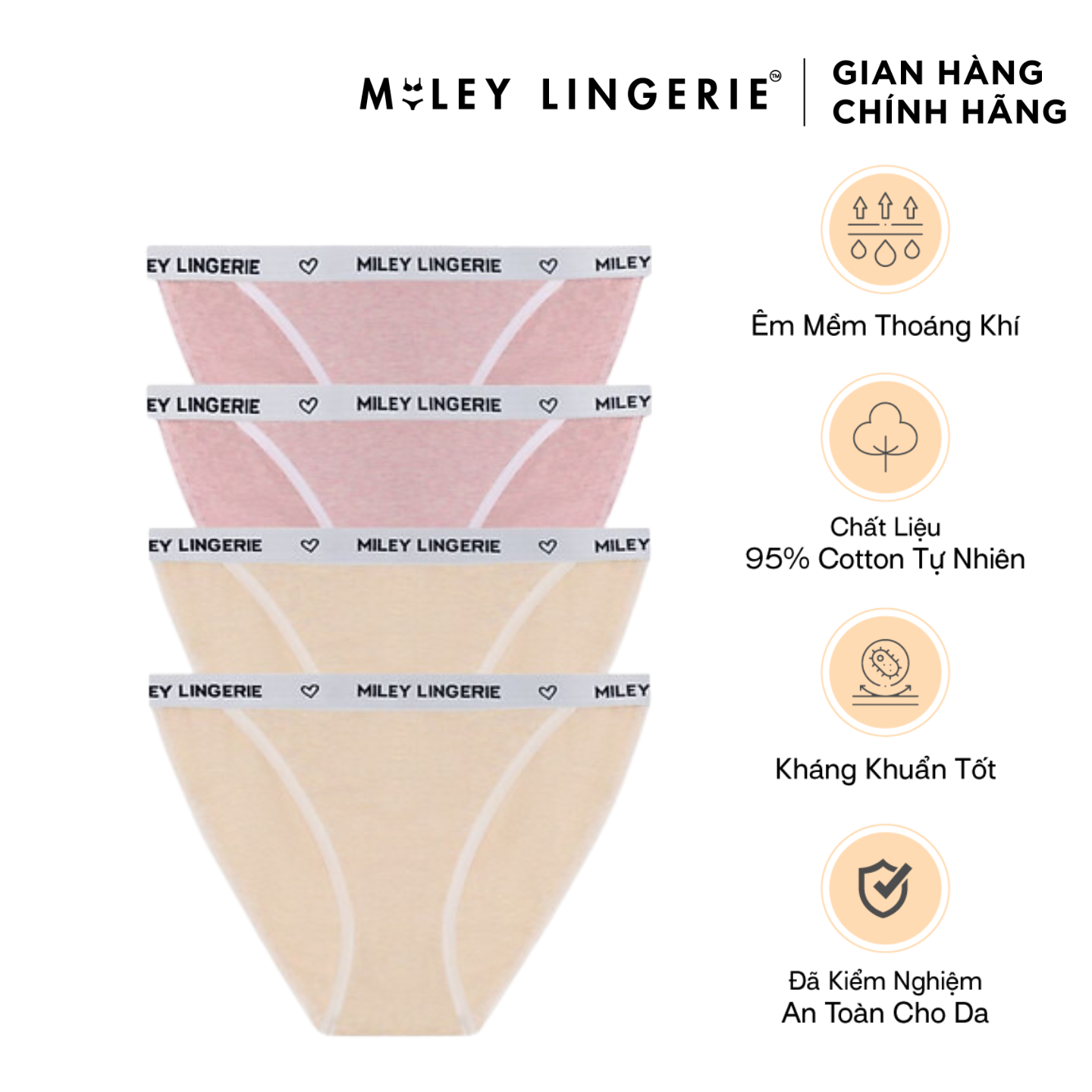 Combo 4 Quần Lót Nữ Melange High-Cut Miley Lingerie Màu Vàng và Hồng - FDS1214-0914