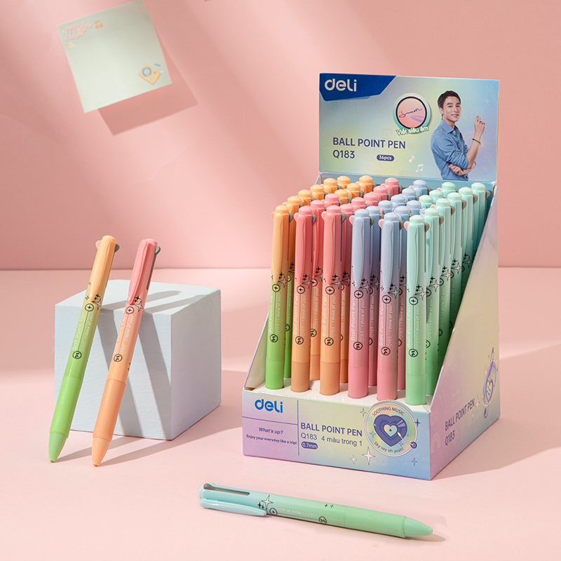 Bút Bi Bấm 4 Ngòi 4 Màu Mực Văn Phòng BST Limited Deli - Giá Rẻ Viết Nét Đều Trơn Tru Phù Hợp Cho Học Sinh - CQ183