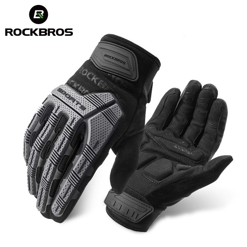 ROCKBROS Găng Tay Xe Đạp Nhiệt Thu Đông Găng Tay Chống Gió SBR Cảm Ứng Màn Hình Xe Đạp Găng Tay Full Ngón Tay Chống Sốc Tay Thể Thao