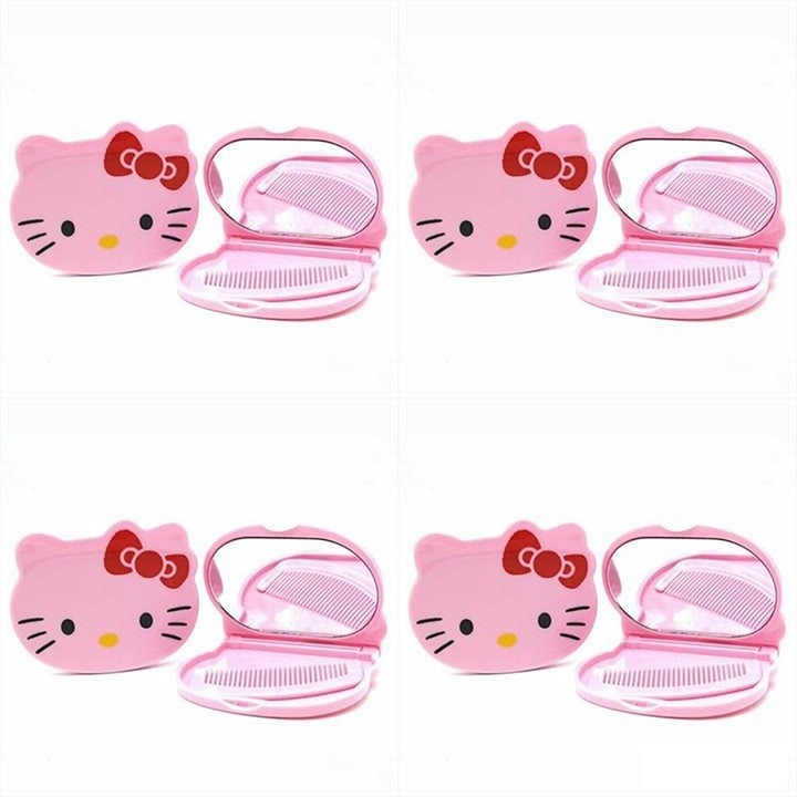 Bộ Gương Soi Và Lượt Mini Hình Mèo Kitty Tiện Dụng ( Họa Tiết Ngẫu Nhiên)