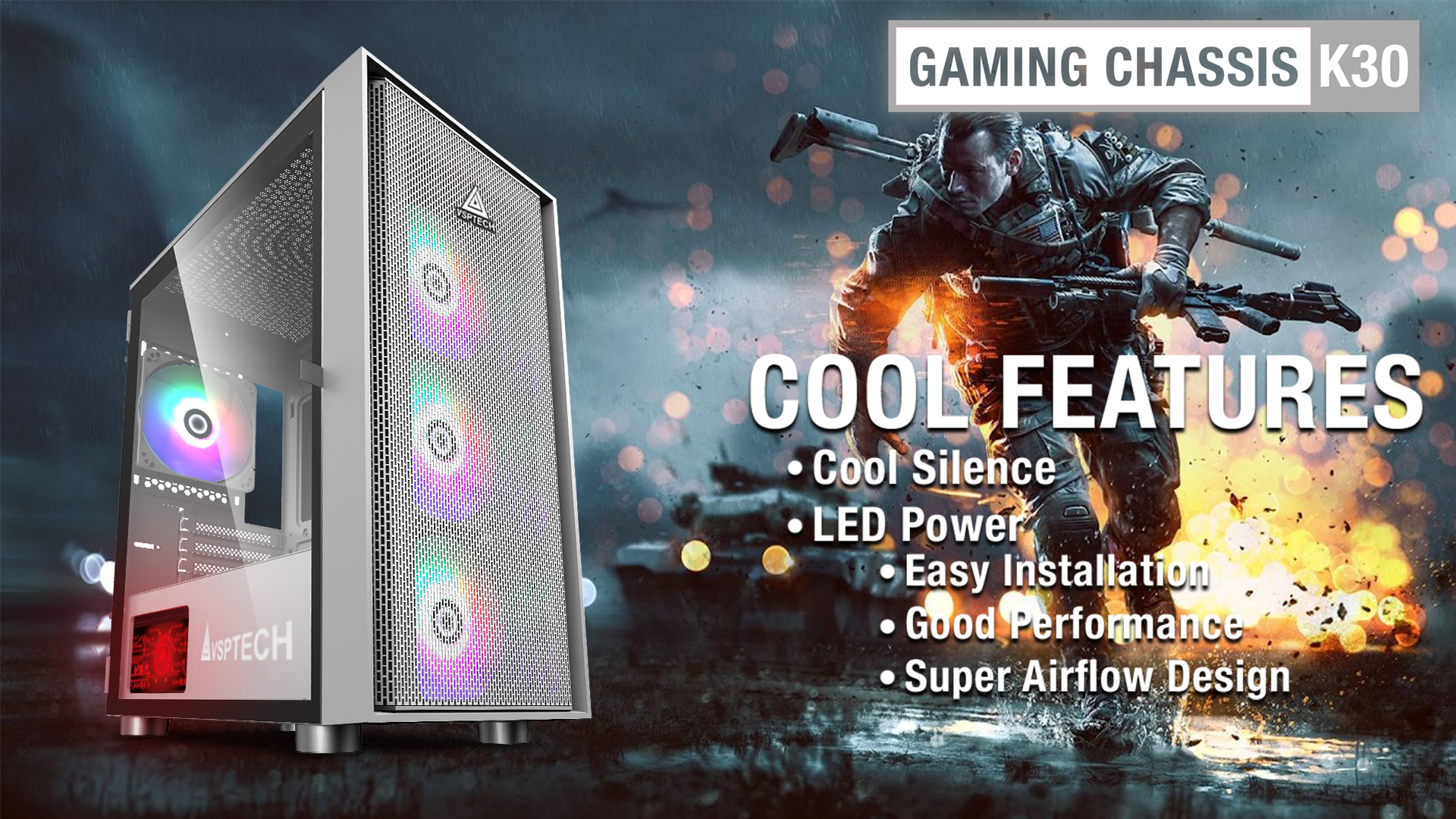 Case Gaming VSP HA01 Mini Tower - Màu Trắng - NTH - Hàng Nhập Khẩu