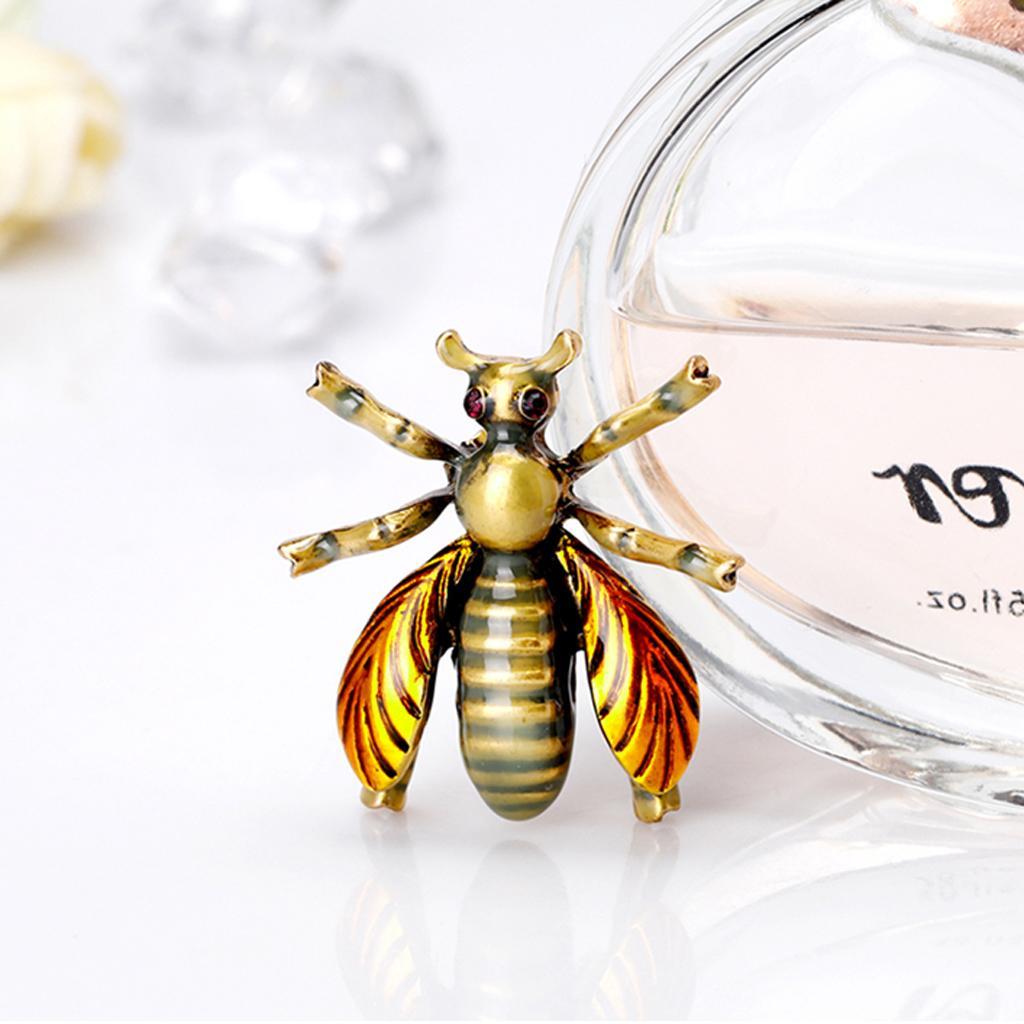 Chic Enamel Rhinestone Bee Shaped Insect Brooch Pins Costume Jewelry