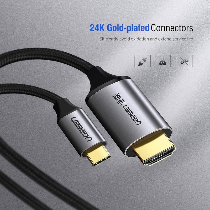 Cáp chuyển USB C sang HDMI dài 1,5-2m cao cấp hỗ trợ 4K 2K UGREEN MM142 50570 MM141 50530 - Hàng Chính Hãng