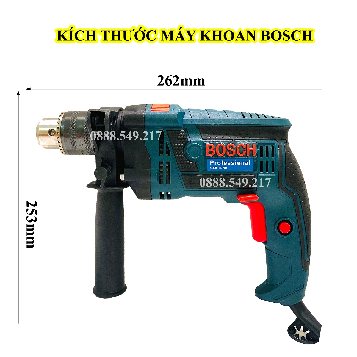 Máy Khoan Điện Bo.s.ch 13ly GSB 13RE, Chuyên Khoan Tường, Sắt, Gỗ, Bắt Vít, Bắn Tôn - Động Cơ Chuẩn Dây Đồng Siêu Khỏe