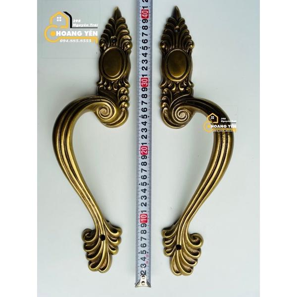 Tay nắm đồng, tay nắm cửa bằng đồng tân cổ điển 40cm - vếch T24