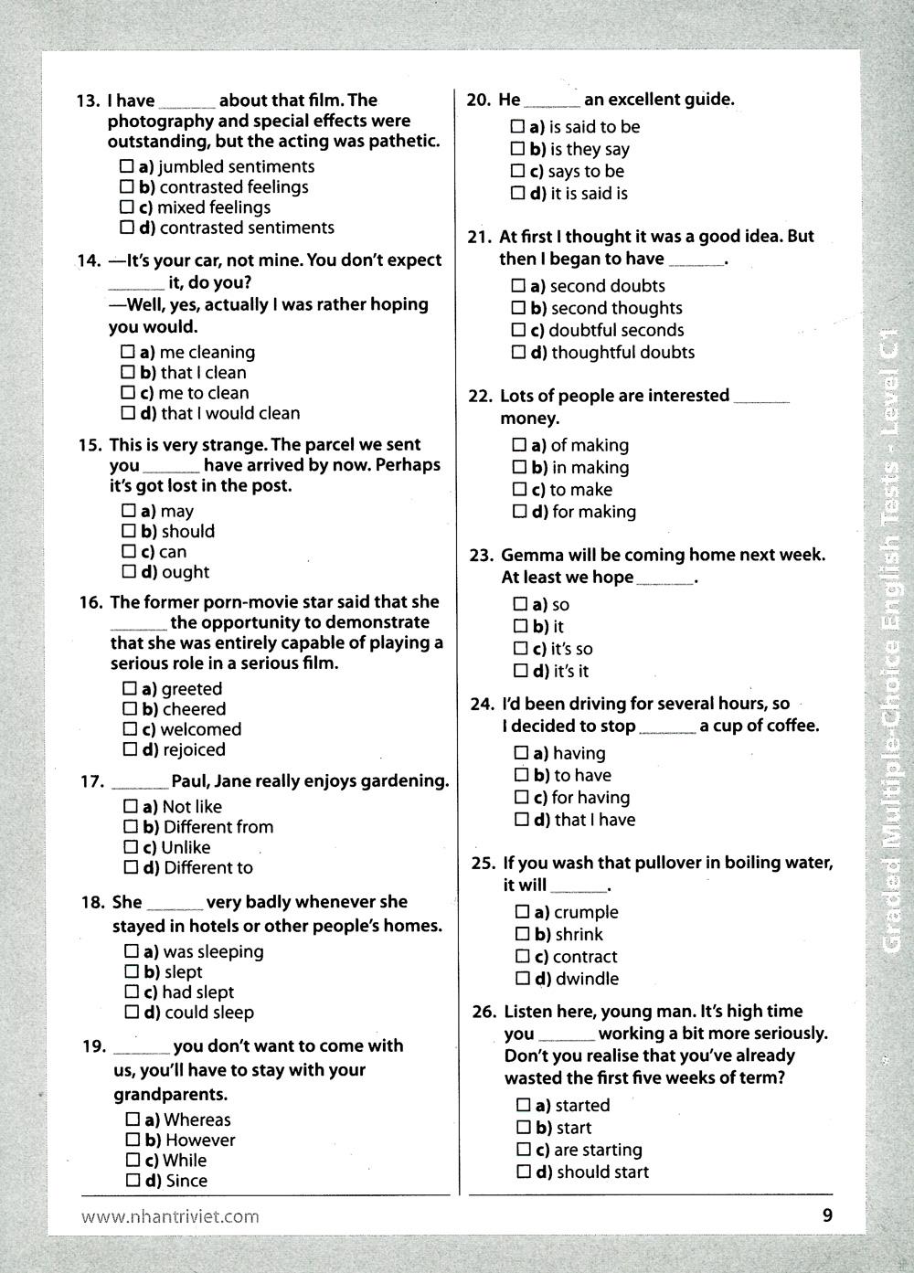 Graded Multiple - Choice English Test Level C1 (Không CD)