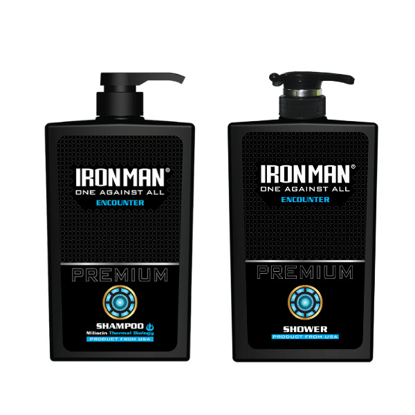 Dầu gội hương nước hoa nam Ironman Encounter + sữa tắm hương nước hoa nam dành cho da nhờn mụn Ironman Encounter 650g