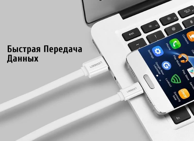 Ugreen UG30621US172TK 0.25M màu Trắng Cáp USB TypeC sang USB 3.0 cáp tròn - HÀNG CHÍNH HÃNG