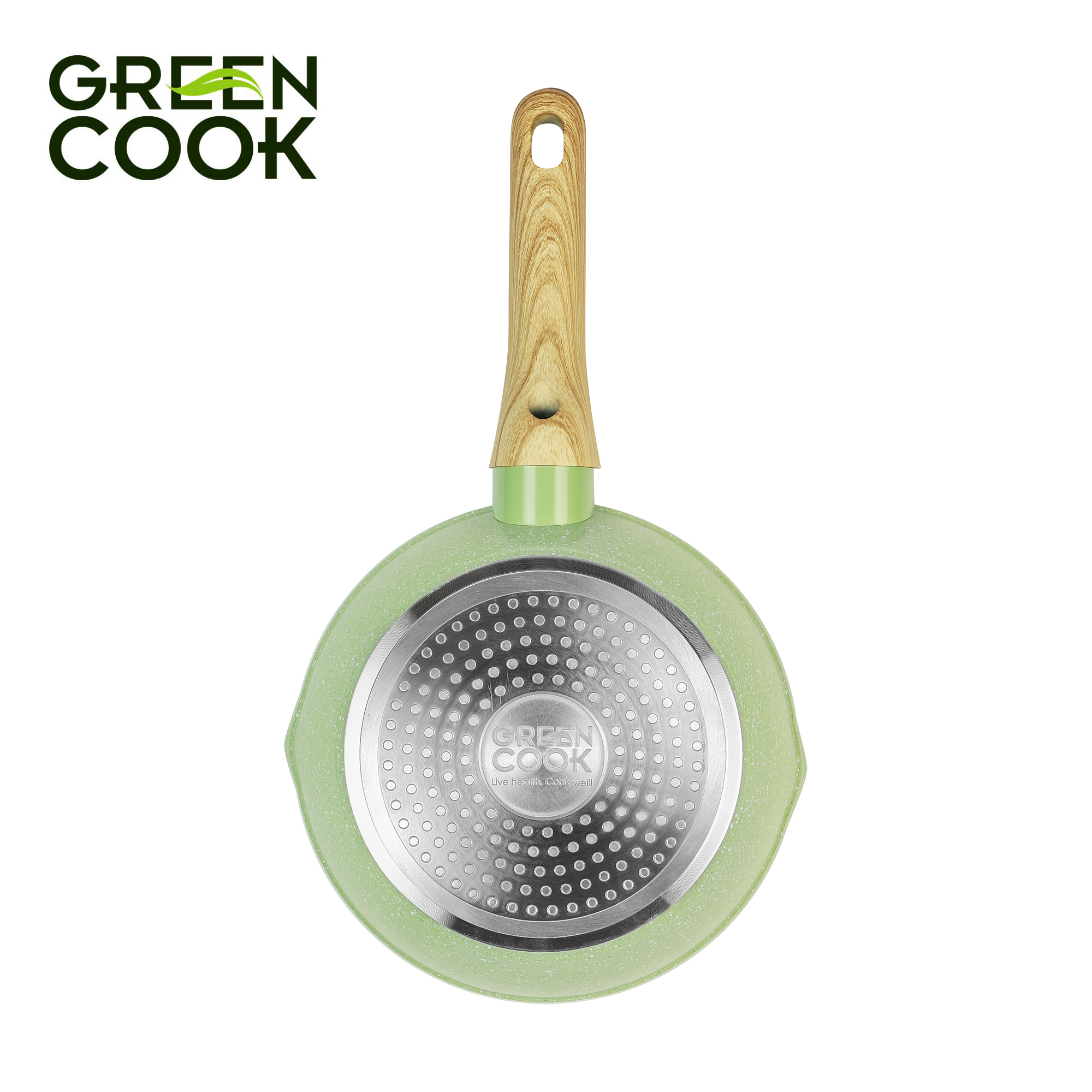 Chảo nhôm sâu men đá ceramic miệng rót Green Cook GCP231-28IH màu xanh 10 lớp chống dính sử dụng được trên tất cả các loại bếp - greencook