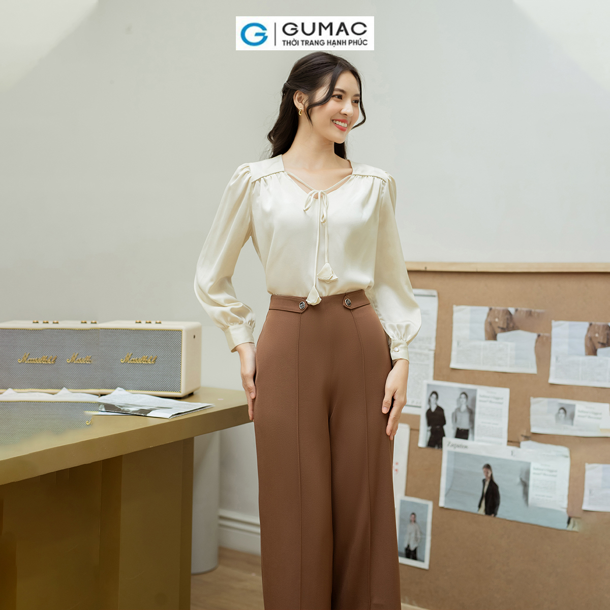 Quần tây công sở dáng suông chiết ly GUMAC QD08021