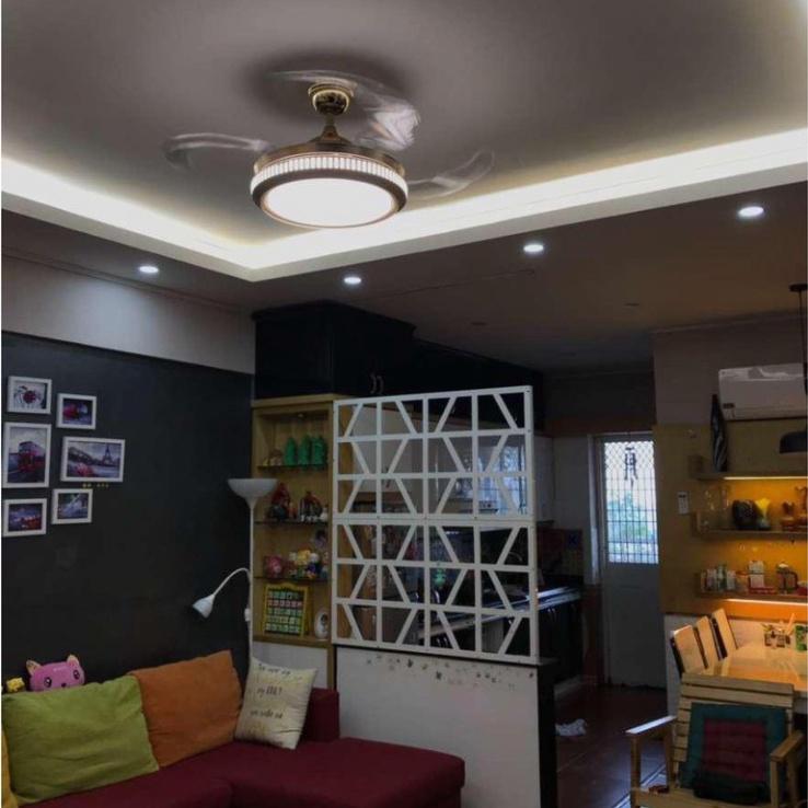 Đèn quạt trần COPAS kiểu dáng Bắc Âu hiện đại cánh cụp cánh xòe,quạt đèn cánh xếp, điều khiển từ xa .