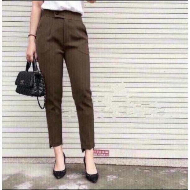 Quần Baggy công sở Vải tuyết mưa loại đẹp gấu lệch