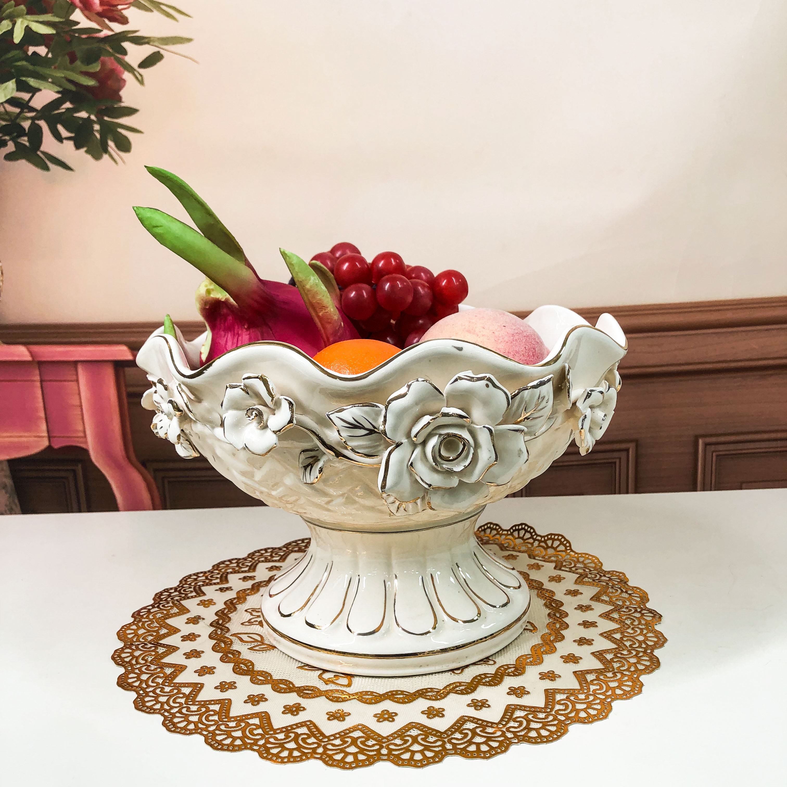 Đĩa quả Dây Hoa Tân Cổ Điển Sang Trọng Cbsale-DQ12