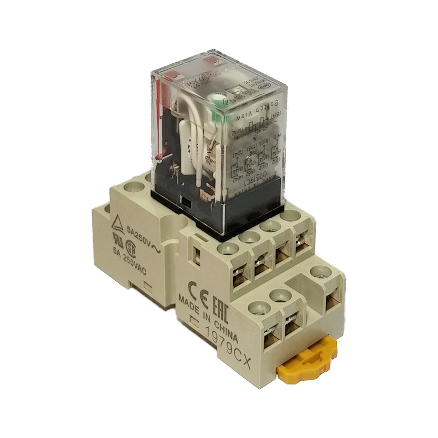 Rơ le trung gian 14 chân bao gồm đế cắm MY4N-GS DC24 + PYF14A-N