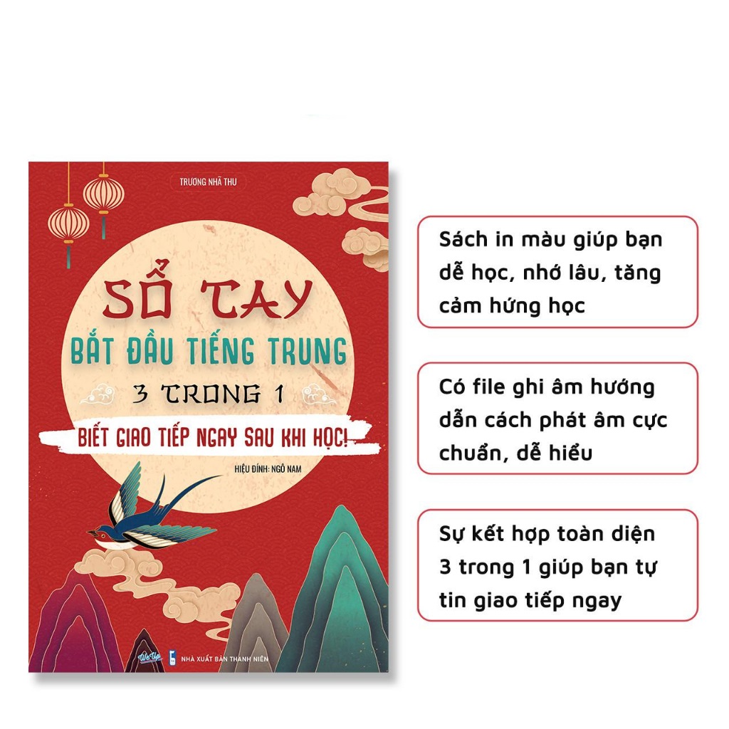 Sách- Sổ Tay Bắt Đầu Tiếng Trung 3 Trong 1 Biết Giao Tiếp Ngay Sau Khi Học !- Có mã QR hội thoại