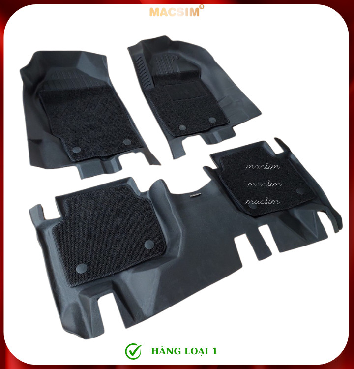 Thảm lót sàn ô tô 2 lớp cao cấp dành cho xe Ford Everest 2016-2022 (sd) nhãn hiệu Macsim chất liệu TPE màu đen