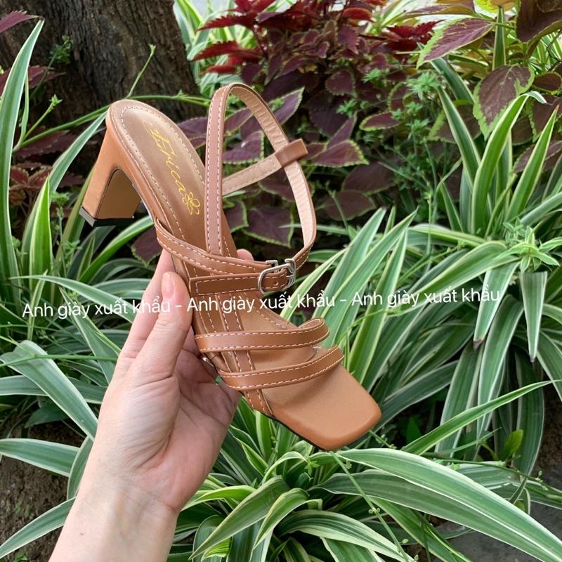 SD74 - Sandal dây mảnh 2 quai dây sườn gót dẹt 5p da lì cực xinh