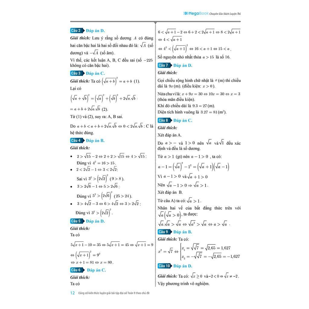 Sách - Củng Cố Kiến Thức Luyện Giải Bài Tập Đại Số Toán 9 Theo Chủ Đề - Megabook