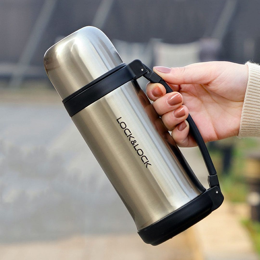 Bình giữ nhiệt LocknLock Easy Take Vacuum Bottle 1L LHC1439, Hàng chính hãng, nắp dùng làm cốc tiện lợi - JoyMall