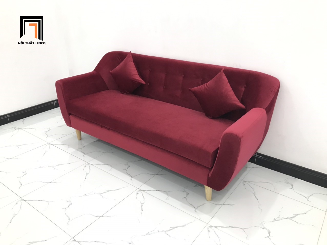 Ghế sofa băng NL đỏ đô vải nhung nhiều kích cỡ