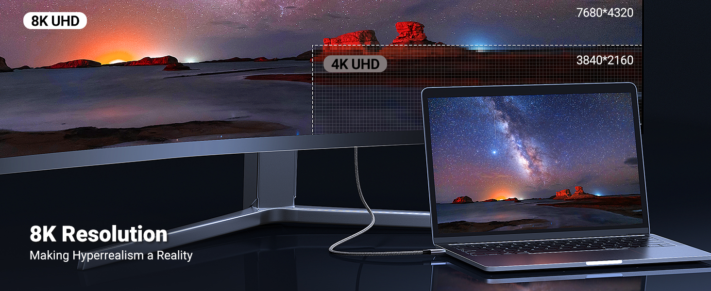 Cáp chuyển USB-C to Displayport 1.4 8K 60Hz, 4K 240Hz dài 1m Ugreen 25157 hàng chính hãng