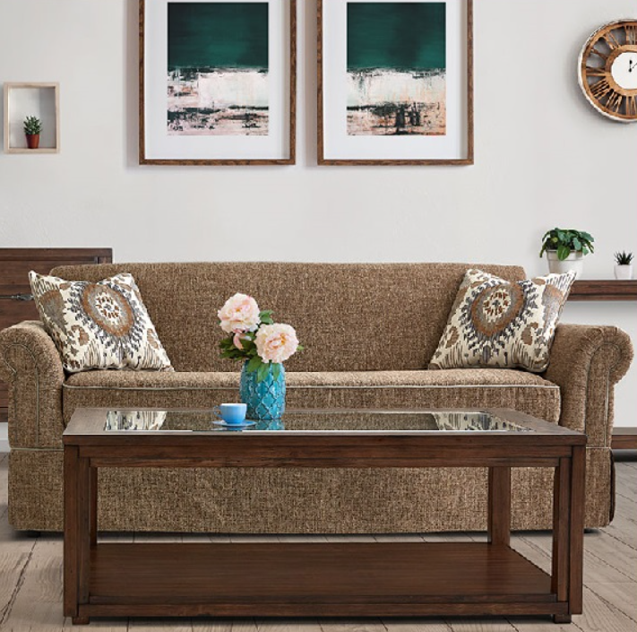 Bàn sofa 2 tầng mặt kính cường lực SM13CT Tundo KT 132 x 76 x 48cm