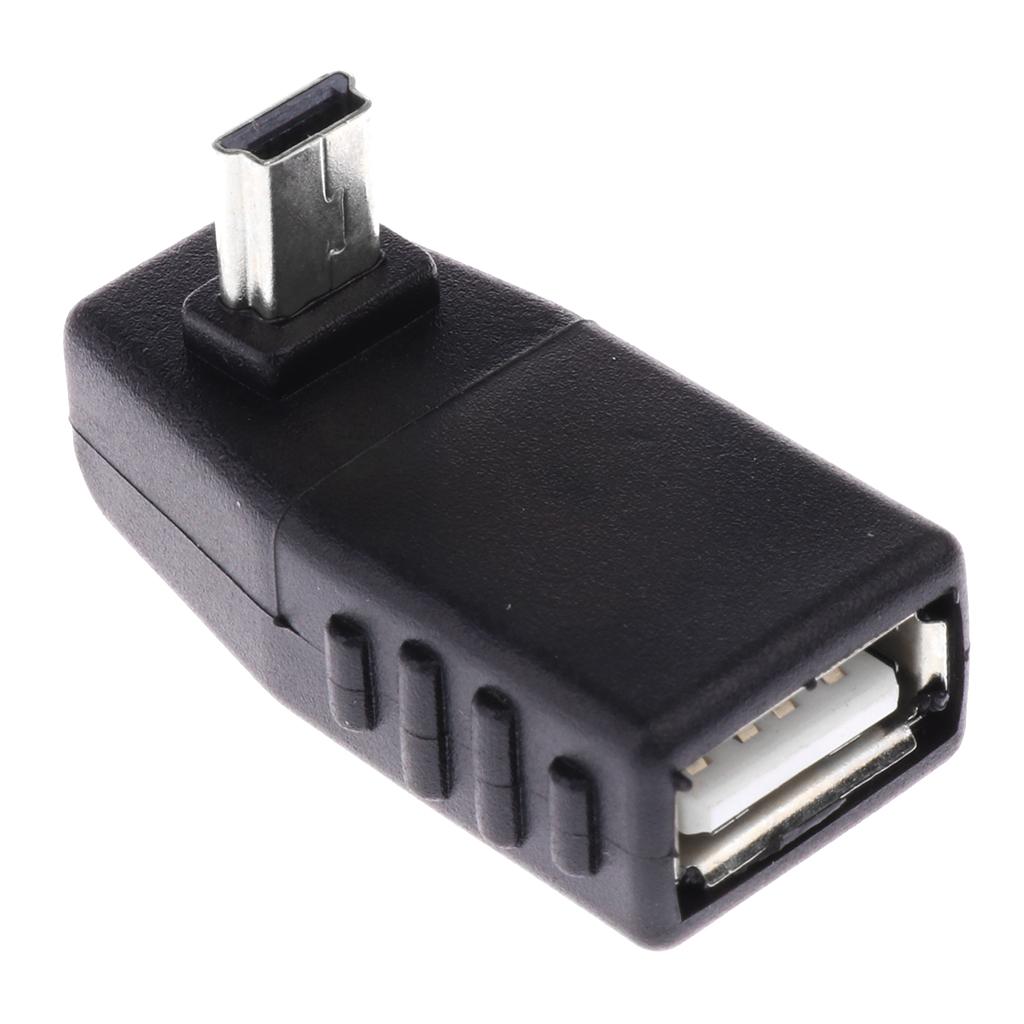 90 Degree Right Angle Mini USB Male to USB Female OTG Adapter Connector
