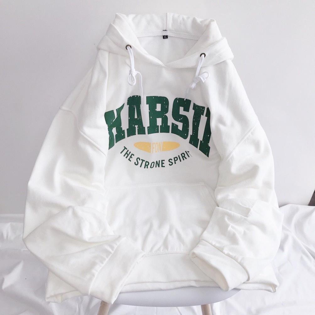 Hoodie Nam Nữ Tay Bồng Chữ Xanh Mũ 2 Lớp Unisex Form To Mũ Rộng Uzzlang