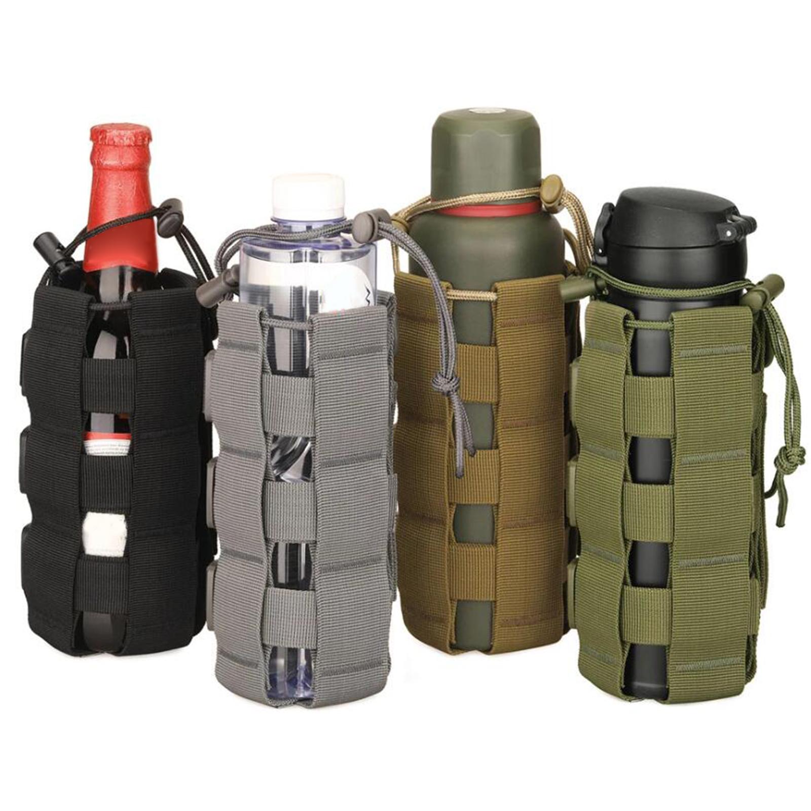 Sports Water Bottles Pouch Bag, 0.3L - 0.8L Tactical Drawstring Molle Water Bottle Holder Pouches Portable Travel Tactical Hydration Carrier Bags