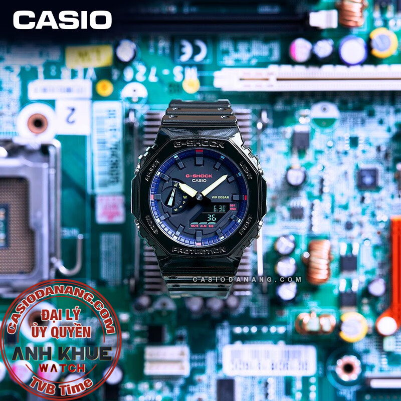 Đồng hồ nam dây nhựa Casio G-Shock chính hãng GA-2100RGB-1ADR (45mm)