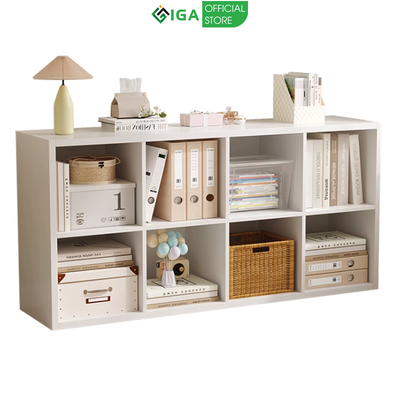 Kệ sách 8 hộc đựng đồ lớn gỗ mdf dày 25mm cao cấp  decor phong cách minimalism thương hiệu IGA  - GA33