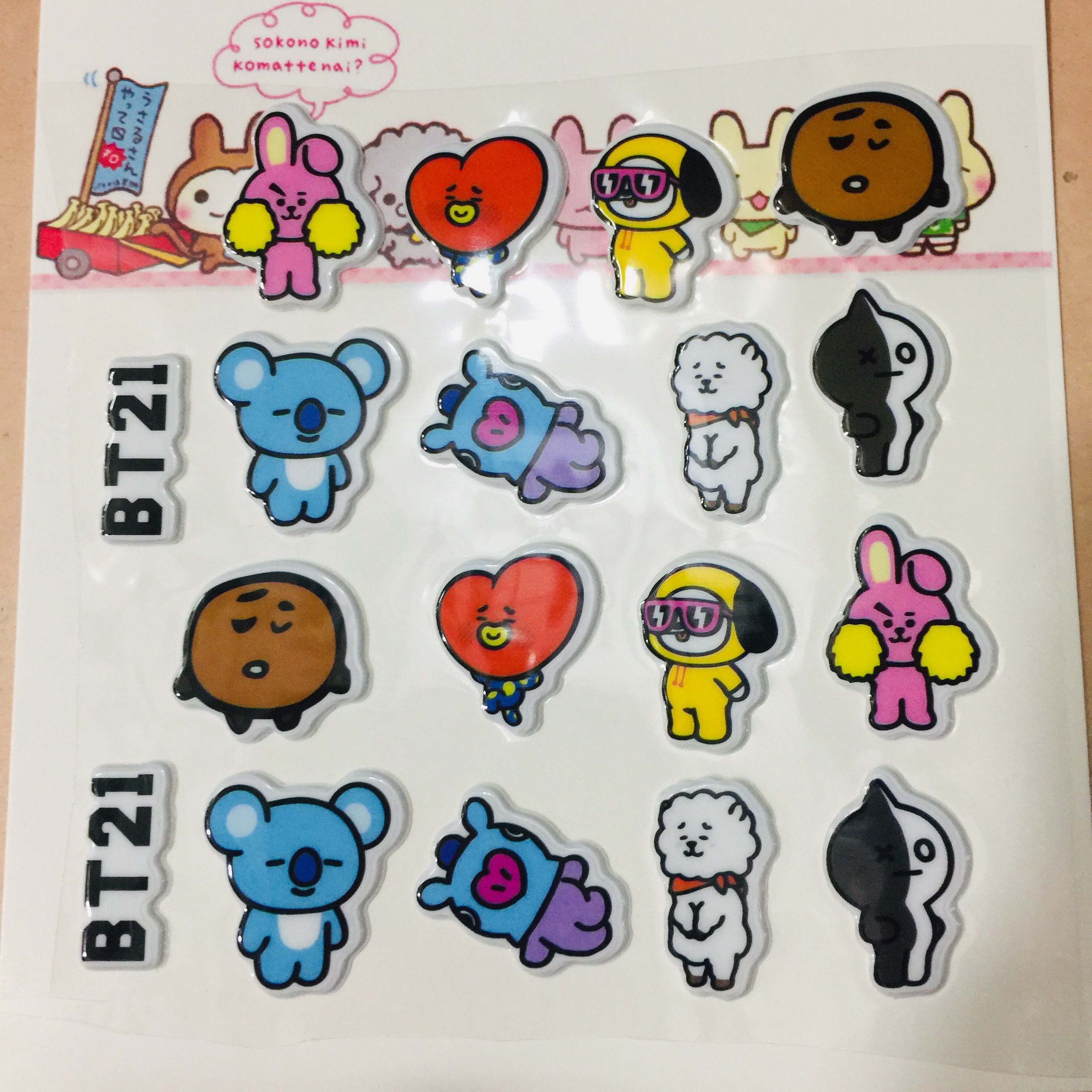 BẢNG ẢNH DÁN STICKER NỔI BT21 BTS