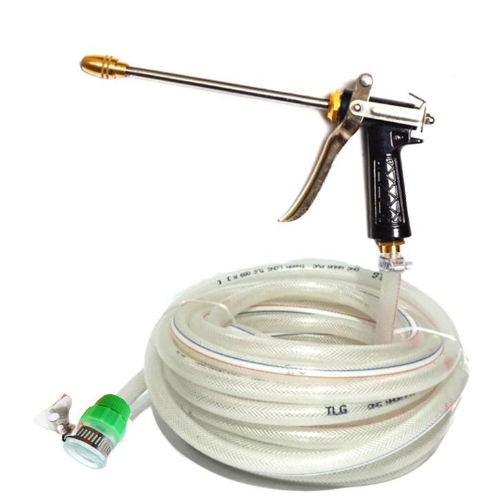 ️ Bộ dây và vòi xịt tăng áp lực nước 300% rửa xe tưới cây 318498 - dây trắng - nối xanh
