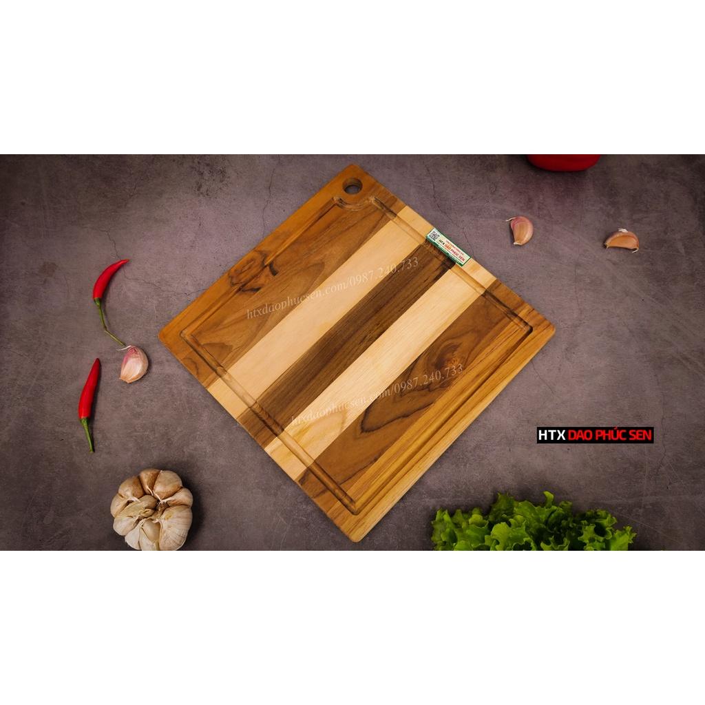 Thớt Gỗ Teak Cao Cấp - Cắt Thái, Trang Trí - 28x28x1,4cm - VRL01 | HTX DAO PHÚC SEN