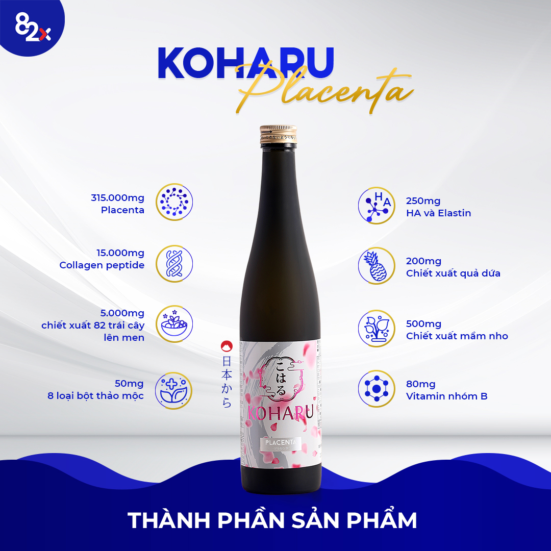 82X Liệu Trình Sáng Hồng Rạng Rỡ Placenta Koharu, Placenta Classic, Collagen Classic