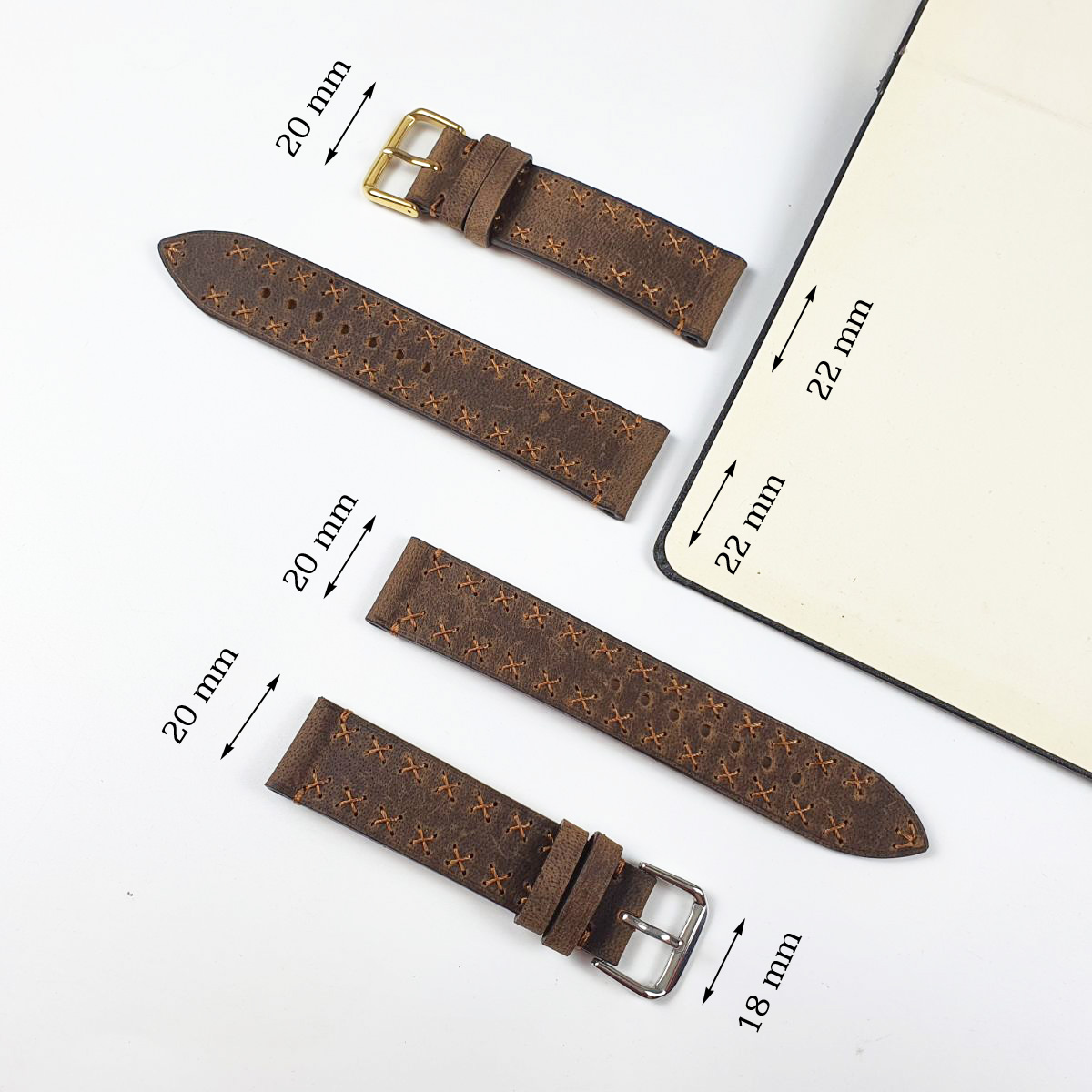 Dây đồng hồ nam thủ công dây da bò sáp AL117 Size 20/Size 22 CAM KẾT CHẤT LƯỢNG - Y HÌNH - BH 3 năm