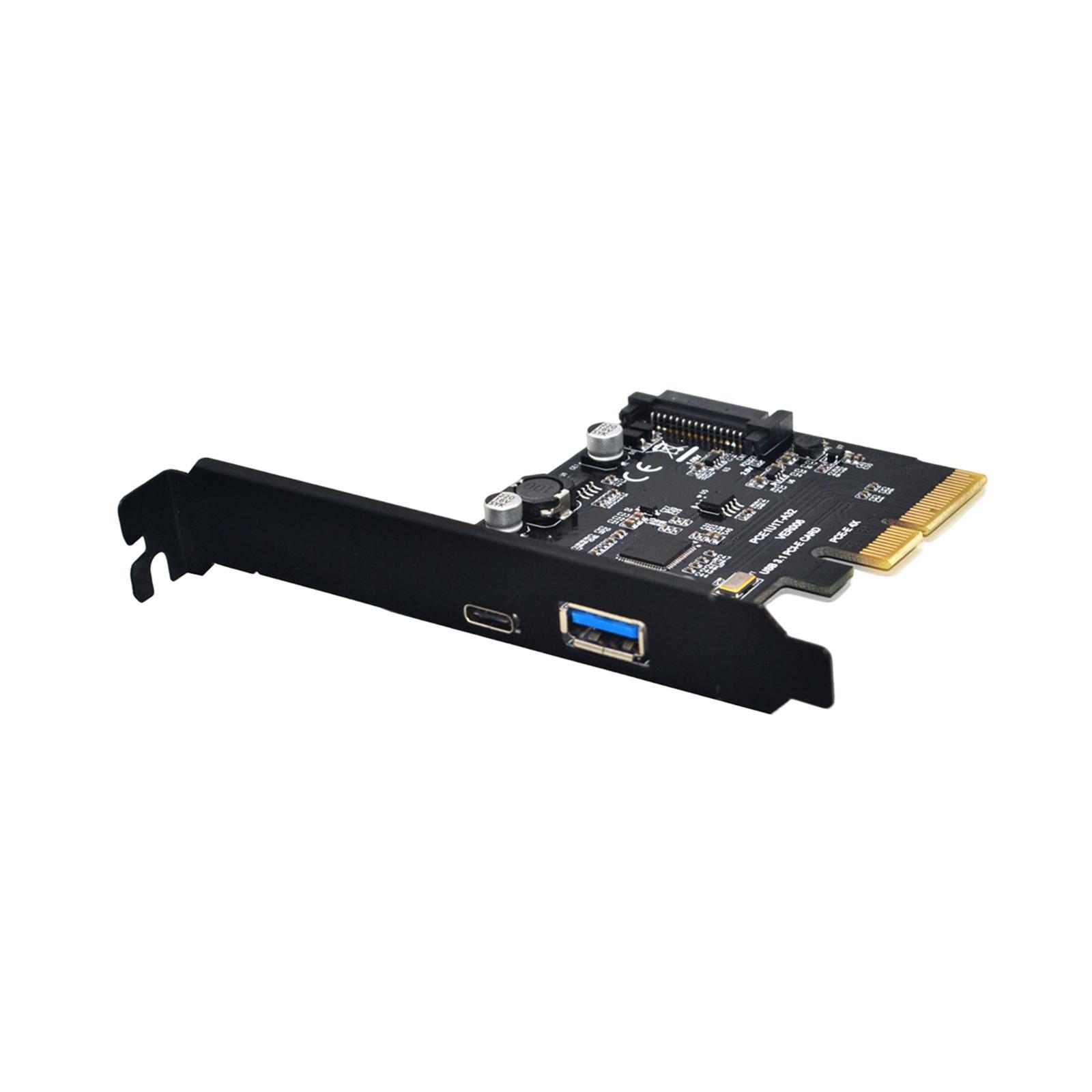 Pci-e to USB 3.1 10 Gbps USB A + USB C Expansion Card Components Easy to Install High Performance Adapter Card for Computer