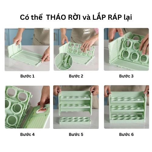 Khay đựng trứng CÁNH TỦ LẠNH 3 tầng 30 quả nhựa PP an toàn cao cấp