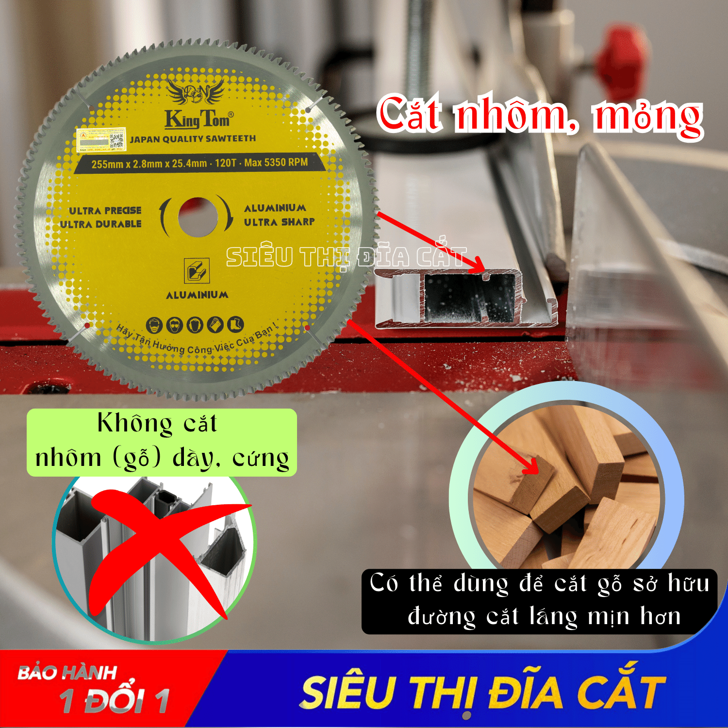 LƯỠI CẮT NHÔM 255-120 RĂNG KINGTOM VÀNG – CHẤT LƯỢNG VÔ ĐỊCH PHÂN KHÚC GIÁ RẺ!