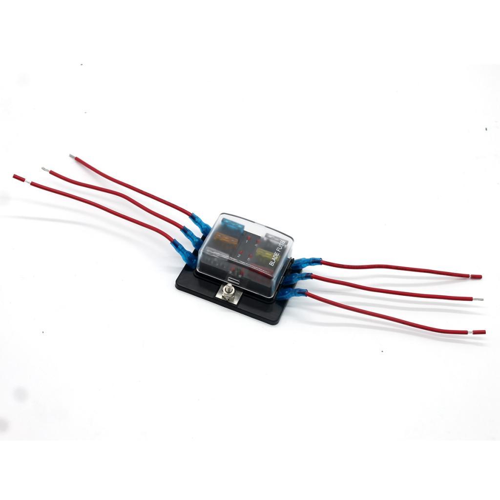 Car Motorcycle Boat Marine 6 Way Blade Fuse Box Holder Block with Cover