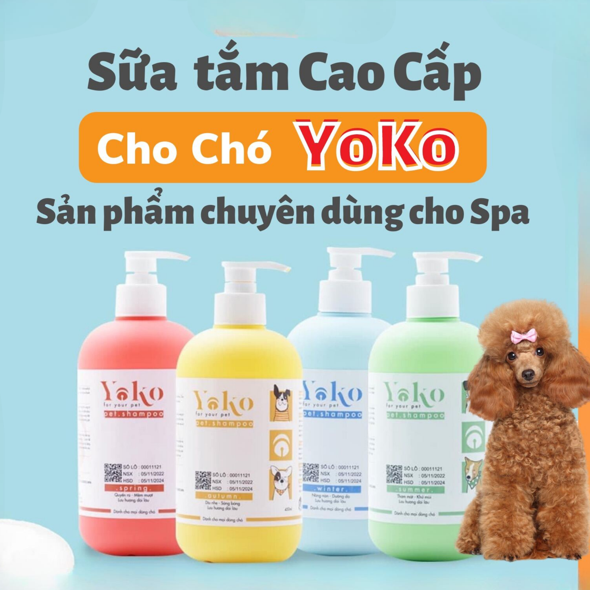 Sữa Tắm Cao Cấp Yoko Cho Chó Mèo Hương Thơm Tự Nhiên Dịu Nhẹ 450ml - YonaPetshop