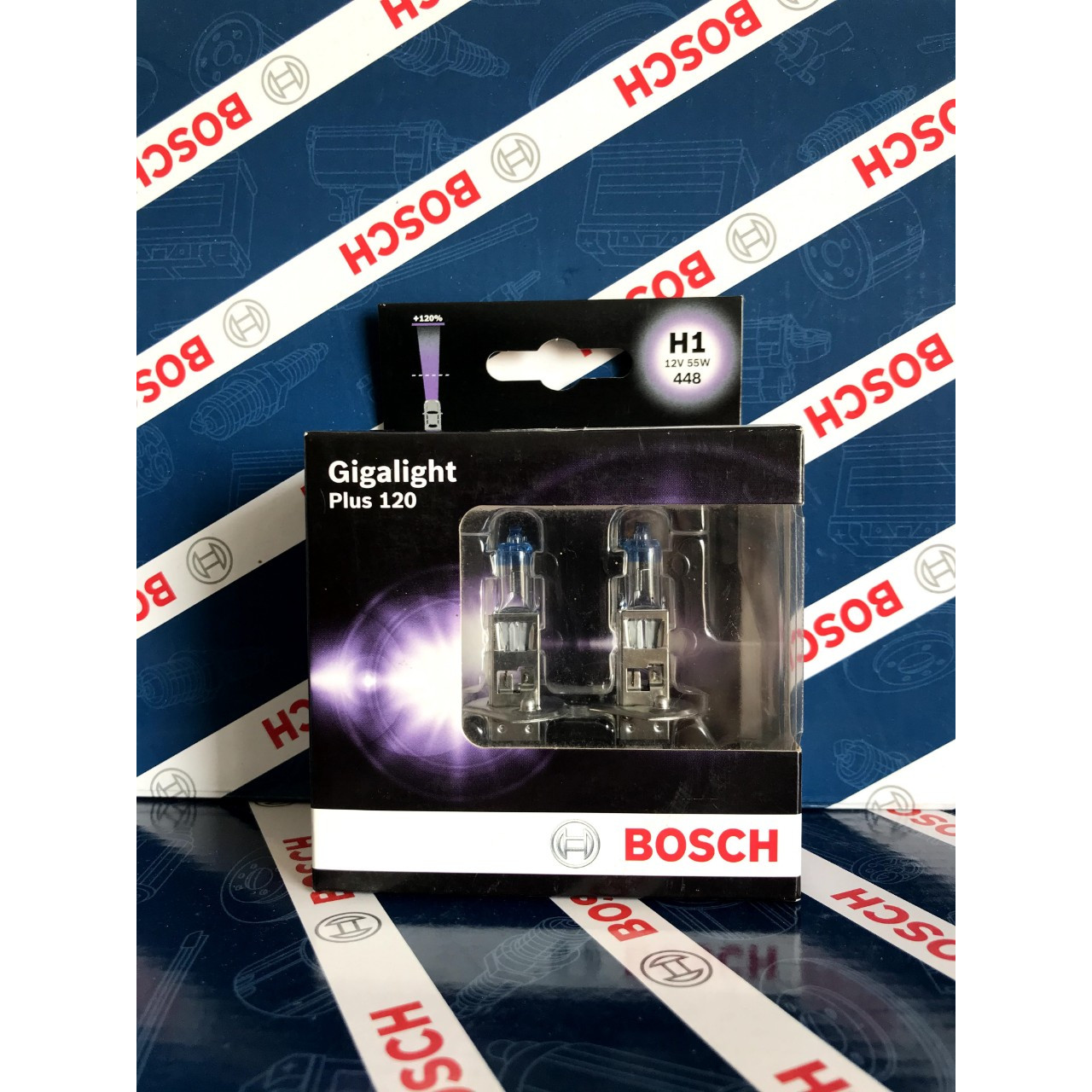 Bóng Đèn Tăng Sáng Bosch H1 12V 55W Gigalight Plus 120% (Hộp 2 bóng)