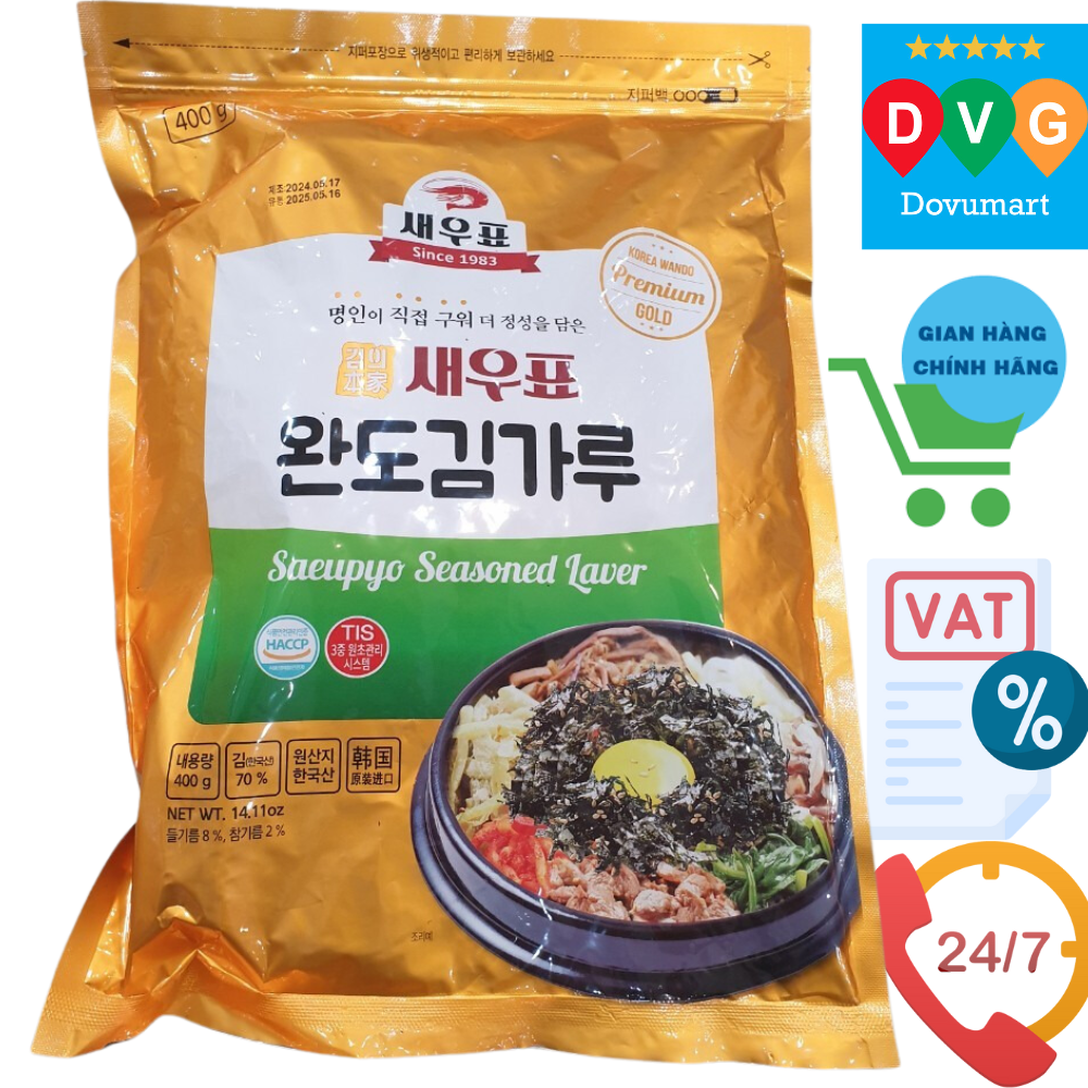 Gói 400G Rong Biển Cắt Lợi / Lá Kim Cắt Sợi Ăn Liền Wan do Hàn Quốc