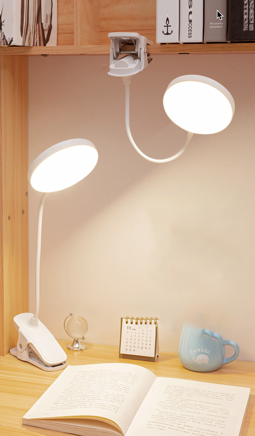 Đèn bàn LED đèn học kẹp bàn để bàn treo giá sách cảm ứng có 3 chế độ sáng bảo vệ mắt tiết kiệm điện chống ánh sáng xanh - Hàng chính hãng
