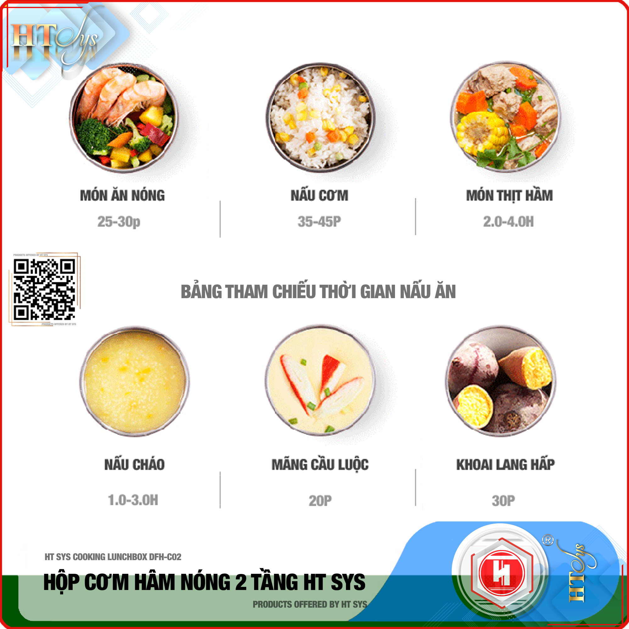 Hình ảnh Hộp cơm văn phòng hâm nóng cắm điện HT SYS ● COOKING LUNCHBOX-DFH C02 ● Hộp Cơm Cắm Điện Có Thể Nấu Chín Và Hâm Nóng Thức Ăn  ● Ruột Bằng Inox SUS304 Cao Cấp (200W,2 lít,4 Ngăn) ● Hàng Chính Hãng