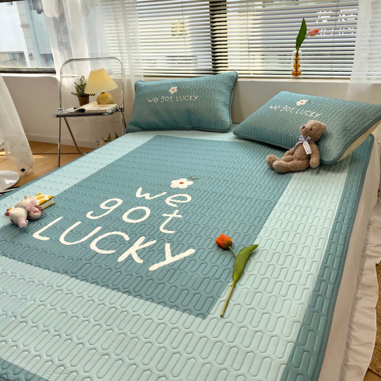 Chiếu Điều Hòa Cao Su Non Latex 5D Cao Cấp Lucky Xanh