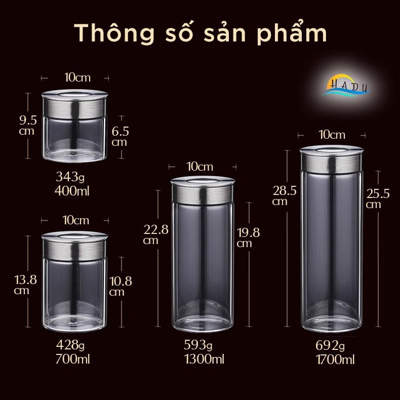 Hộp Đựng Trà Cafe Đồ Khô Và Ngũ Cốc Thủy Tinh Có Nắp Inox Cao Cấp Đạt Chất Lượng Đức SSGP