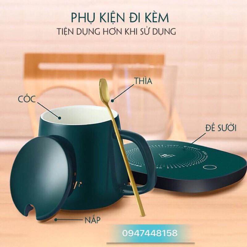 Bộ cốc kèm đế hâm nóng đồ uống, cafe...