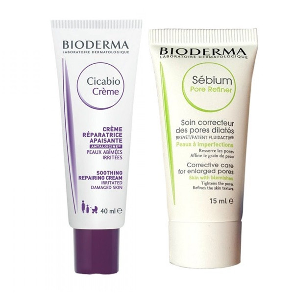 Combo Kem Dưỡng Da BIODERMA CICABIO Cream 40ml Và Kem Dưỡng BIODERMA SEBIUM Pore Refiner 15Ml
