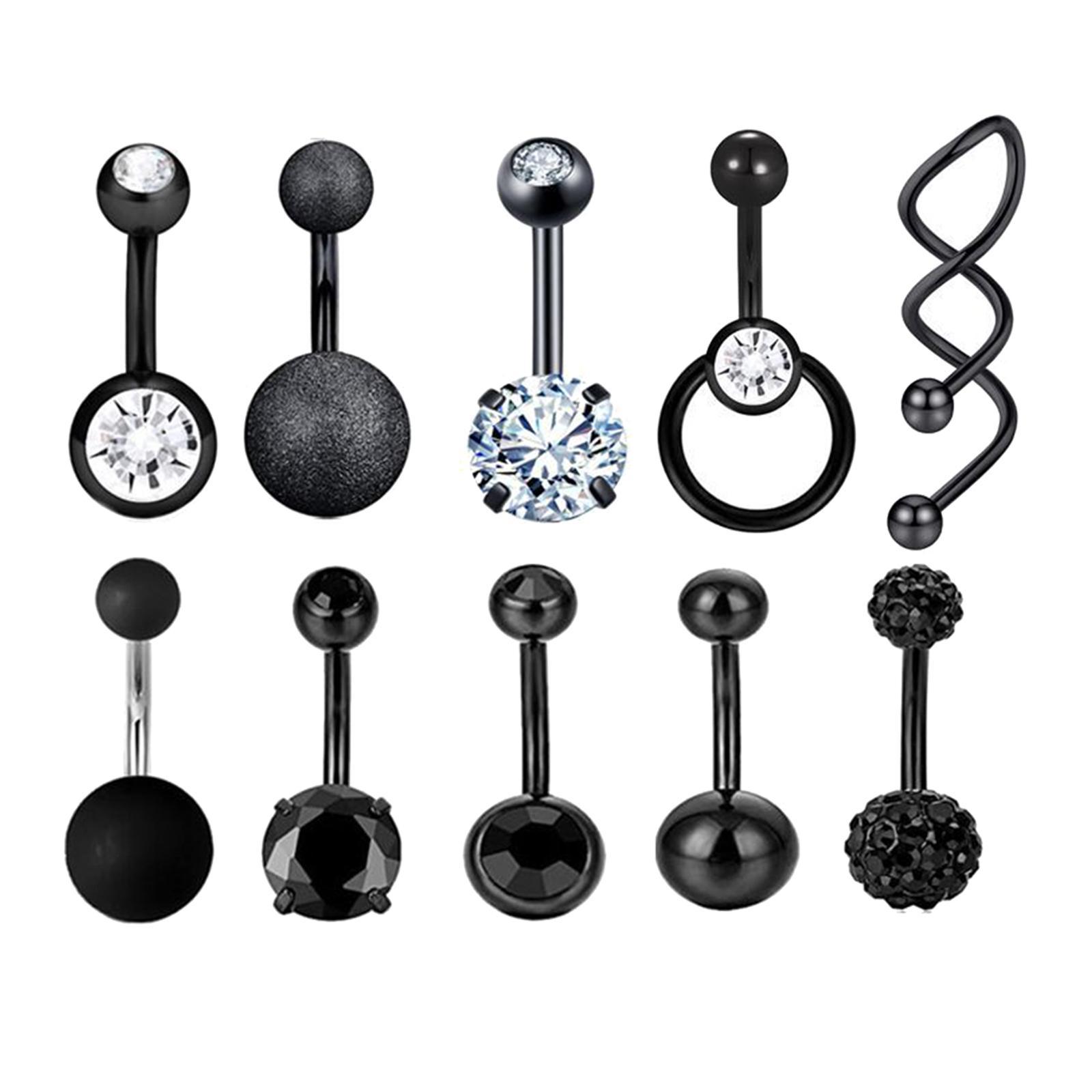 10Pcs Belly Button Rings Piercing Body Jewelry Stainless Steel for Women Men